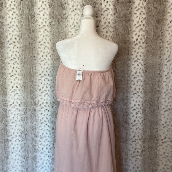 NWT! Express strapless off the shoulder dress ruffle with delicate lace boho - Picture 10 of 13